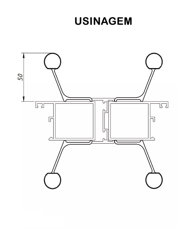 PUXADOR PARA PORTAS E JANELAS DE ESQUADRIAS EM ALUMINIO R.O - PUX-650 - Imagem 2