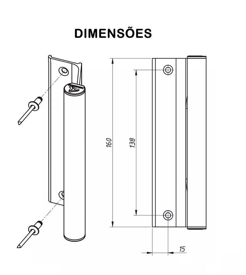PUXADOR PARA PORTAS E JANELAS DE ESQUADRIAS EM ALUMINIO R.O - PUX-650 - Imagem 3