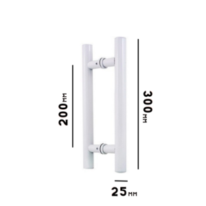 PUXADOR H TUBULAR 300MM X 200MM ENTRE FUROS PARA PORTAS DE VIDRO
