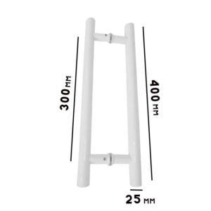 PUXADOR H TUBULAR 400MM X 300MM ENTRE FUROS PARA PORTAS DE VIDRO