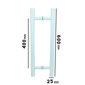 PUXADOR H TUBULAR 600MM X 400MM ENTRE FUROS PARA PORTAS DE VIDRO